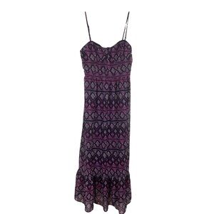 American Eagle Outfitters L Purple Geometric Maxi Dress Boho Convertible Straps